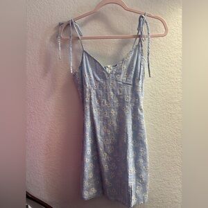 SHEIN Light Blue Floral Dress with Spaghetti Straps